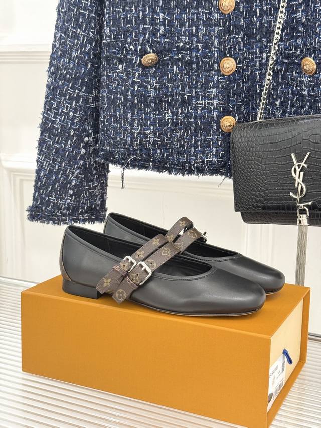 Factory Price: L*V Donkey Brand 25Wf New Monogram Mesh Double-Strap Mary Janes