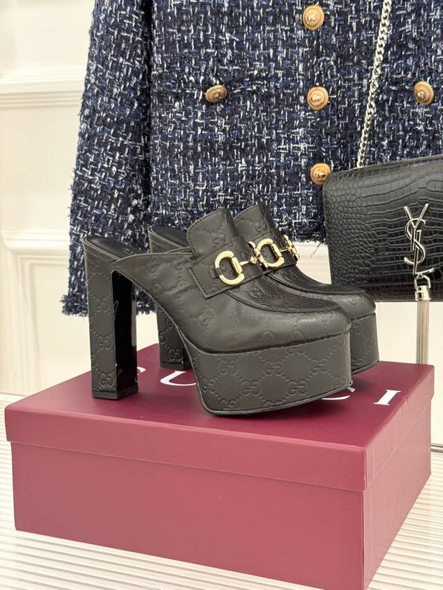 Factory Price: Gucci 25Wf New Platform Horsebit High-Heeled Slippers. Inheritin