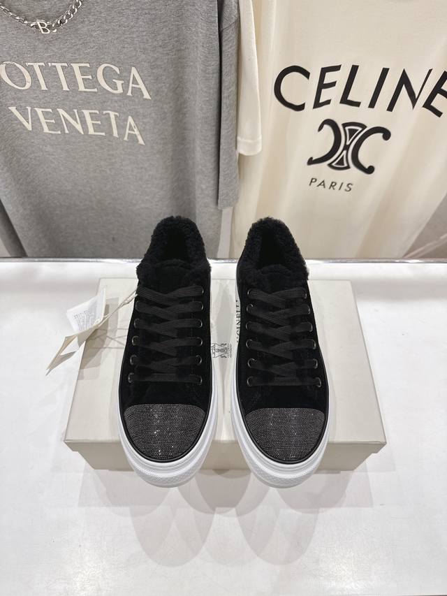 High-end factory-made fur-lined Brunello Cucinelli's new BC lace-up casual snea