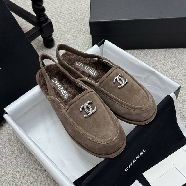 Classic Chanel 25K Teddy fur loafers with a simple, sophisticated design are su