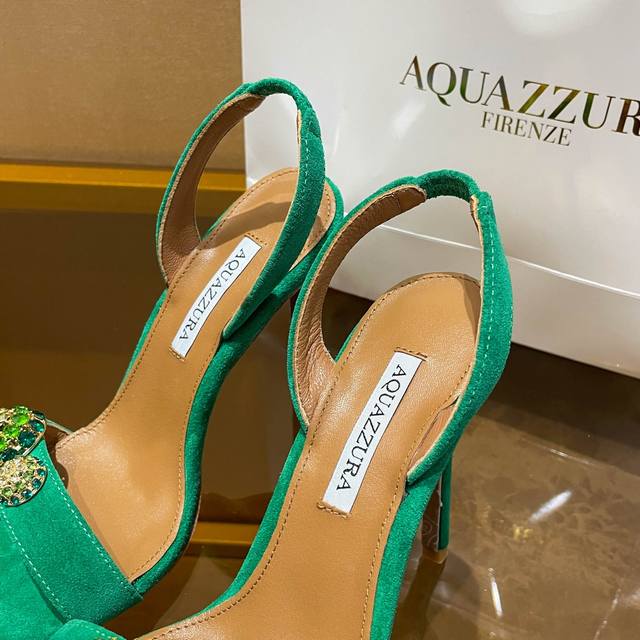 Aquazzura's new sandals (DDD) are crafted from custom-made cowhide leather and e