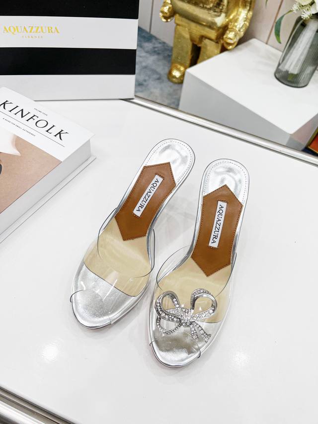Aquazzura Pineapple | 222. Aquazzuea high-heeled lace-up sandals are a new, tran