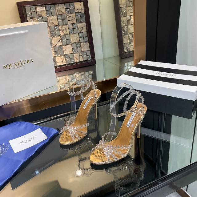 Aquazzura Pineapple Spring/Summer New High-Heeled Sandals. Encrusted with diamon