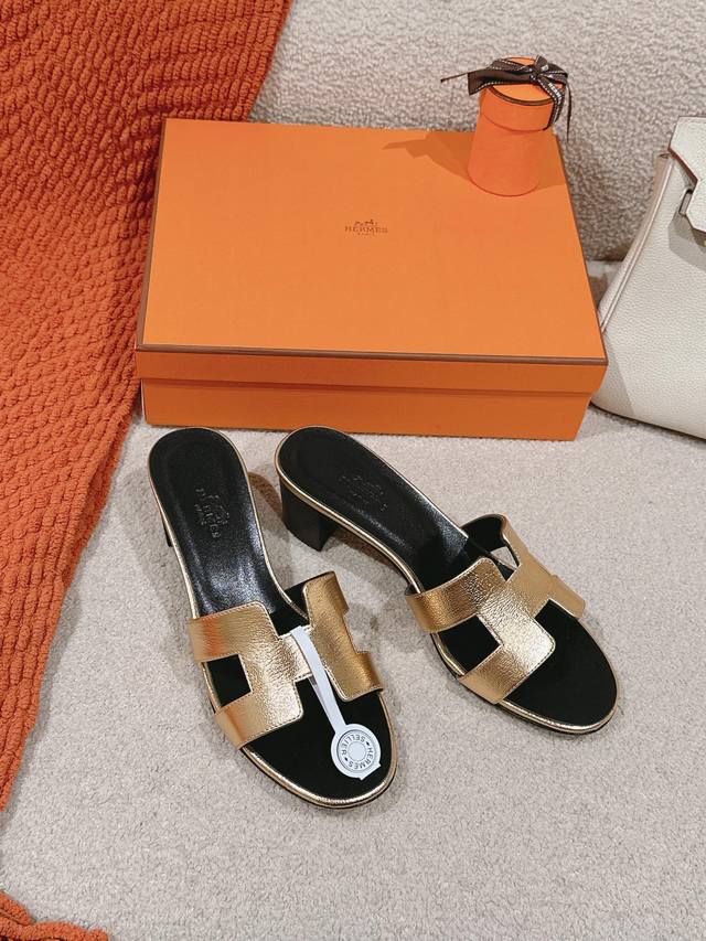 Thick heel factory price P Hermes H slippers Oasis sandal series is fashionable