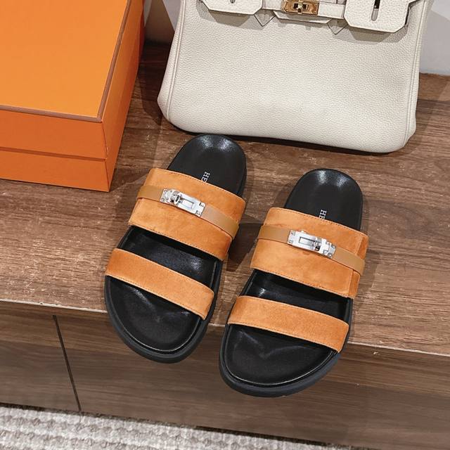 In stock, factory price P, men's size 70 Hermes sandals, Erjiu slippers, fresh