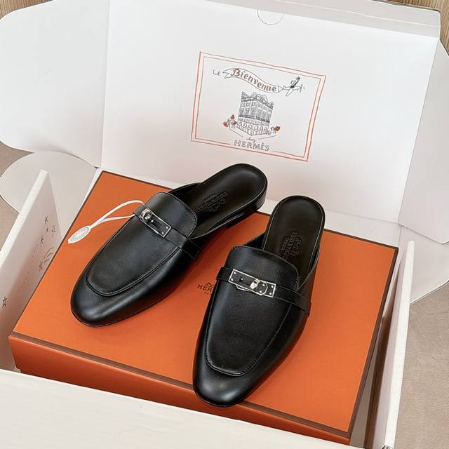 Leather buckle factory price P Hermes Oz Mules series is fashionable and versat