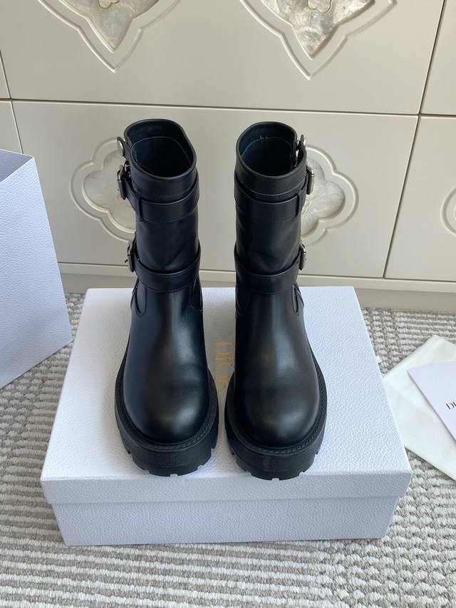 Agent-level Dior Major side zipper punk style thick-soled short boots and long b