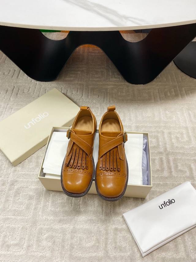 Factory Unfolio 2025 Autumn and Winter new monk shoes, unique small leather sho