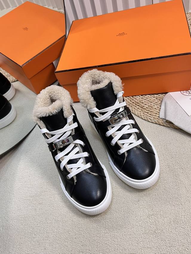 Factory: High-top top version Herm*S new autumn and winter fur-lined Kelly buck