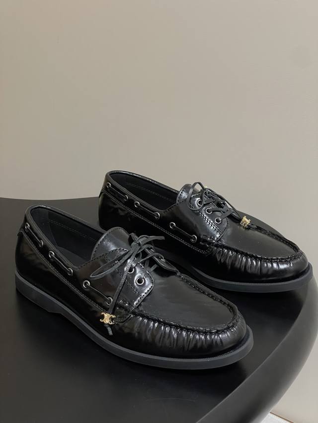 Top quality 25Ss Early Fall new Celine Bateau series retro boat shoes, lace-up f