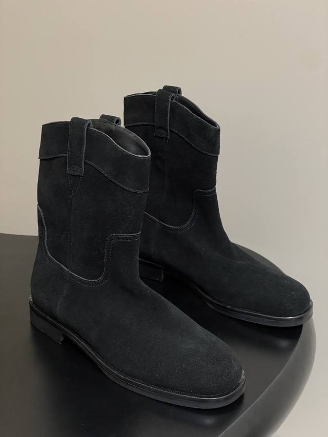 Lemaire 2025Ss Early Autumn New Western Cowboy Boots Suede Rider Ankle Boots You