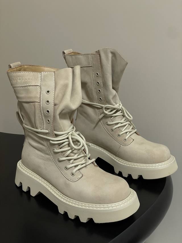 Jw Anderson 25S early fall new platform thick-soled Martin boots, short lace-up
