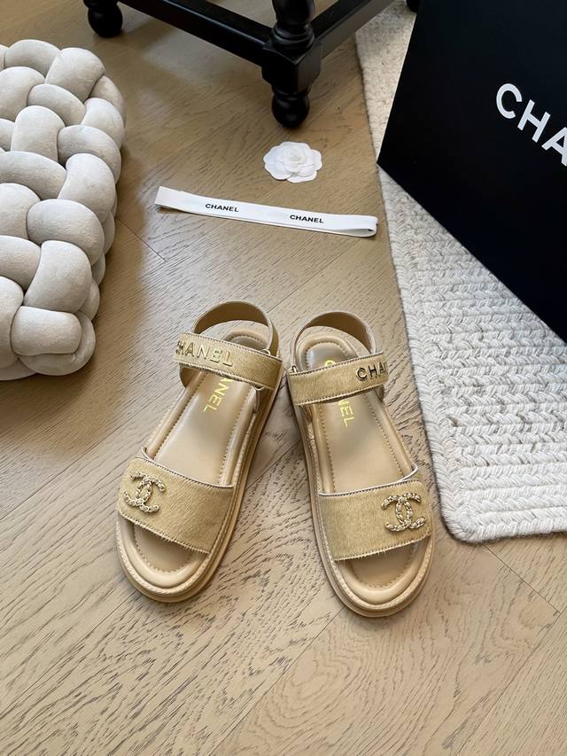 Chanel 25 new Velcro sandals top version! First to sell upper pony hair lining s