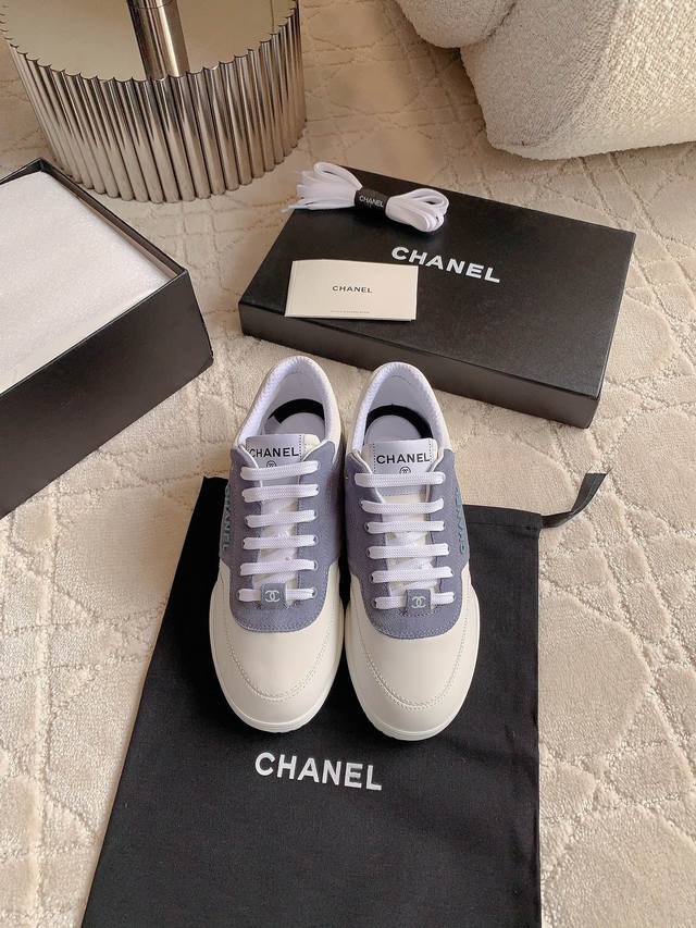 Factory price Pp Chane* new color-blocked white shoes, classic and versatile ca