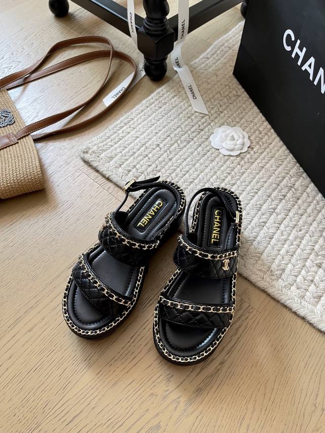 Chanel 25P new thick-soled chain sandals series! Premium version! Pre-sale Sheep