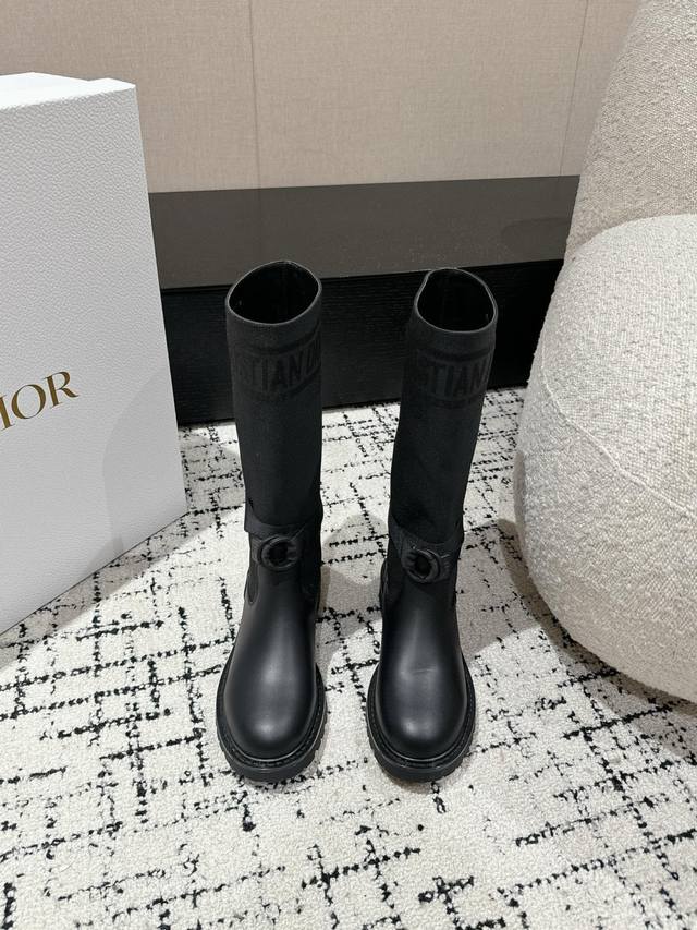 Shopping-level Dior 25 new embroidered graffiti mid-calf boots Upgraded version