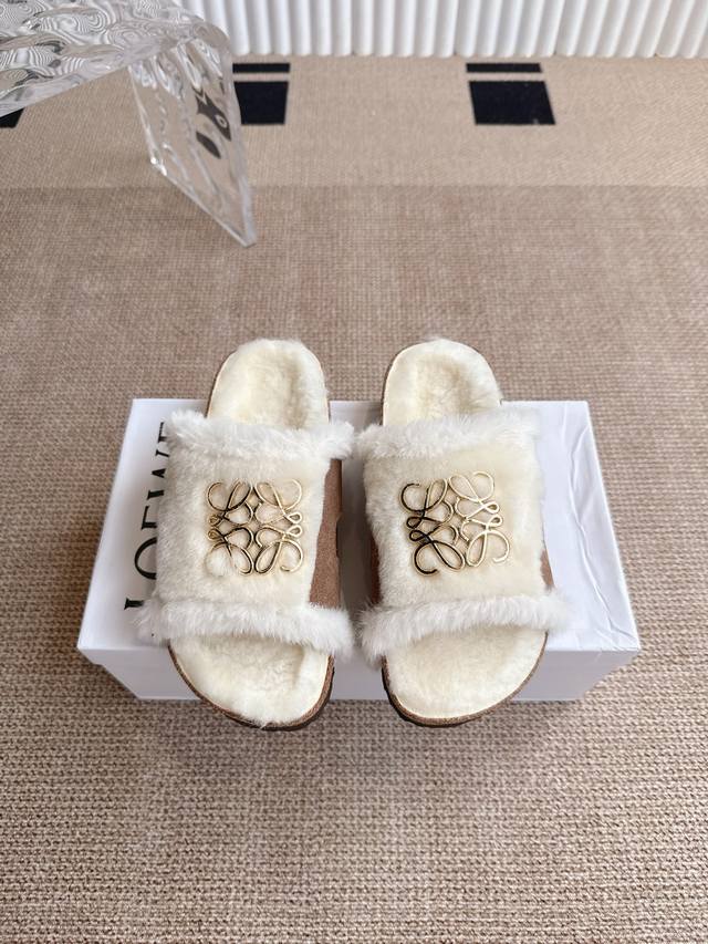 Loewe x Birkenstock furry shoes Birkenstock leather suede double-buckle fashiona