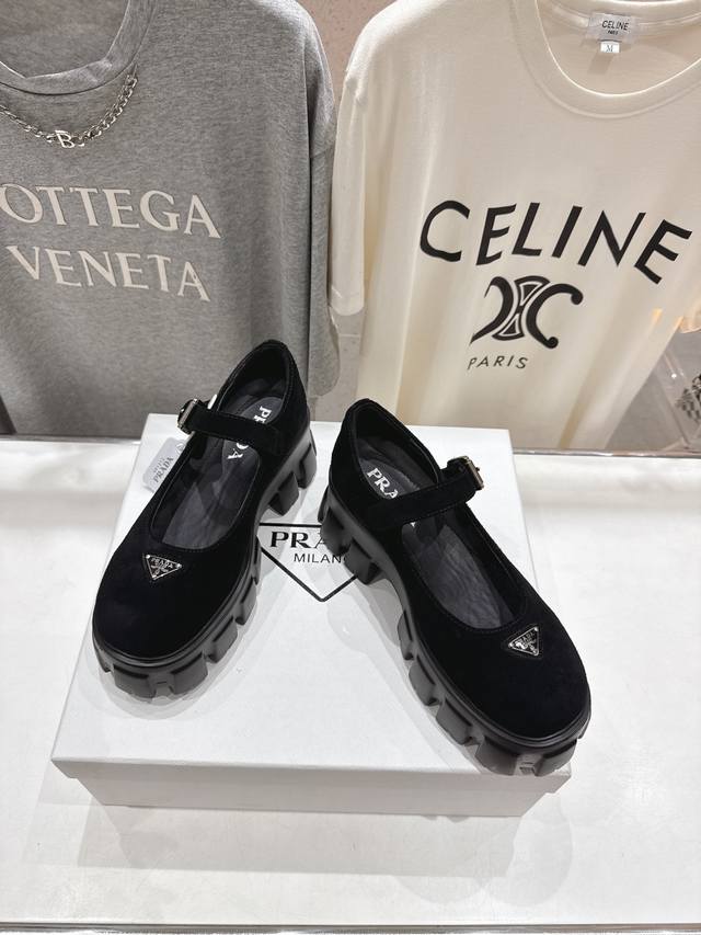 Top version New triangle buckle thick-soled Mary Jane loafers, top quality... Cl