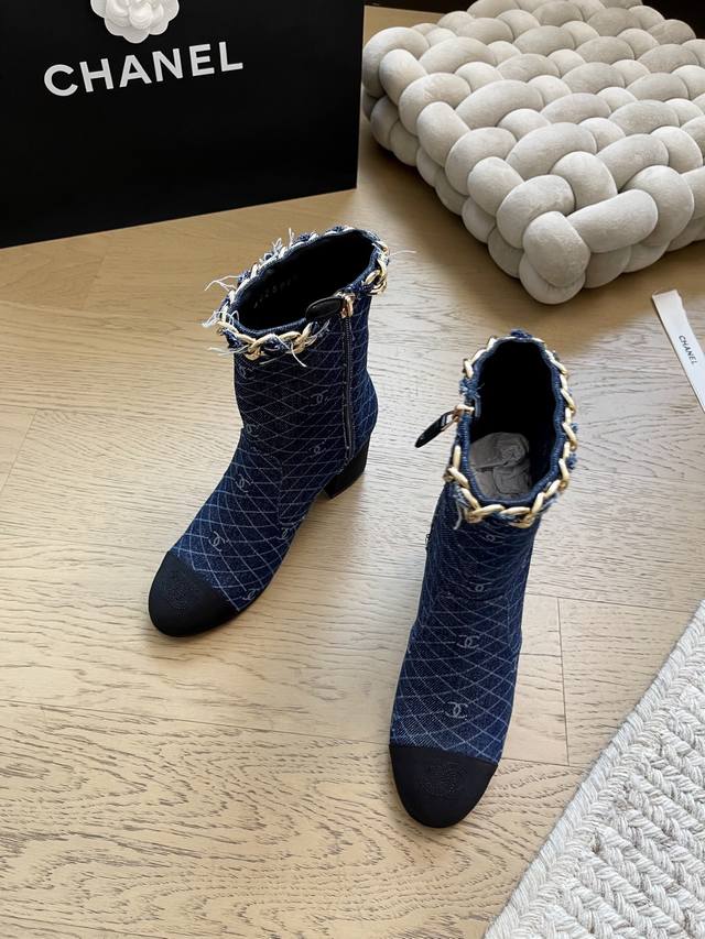 Chanel 25K new chain ankle boot series! top version! First to sell upper sheepsk