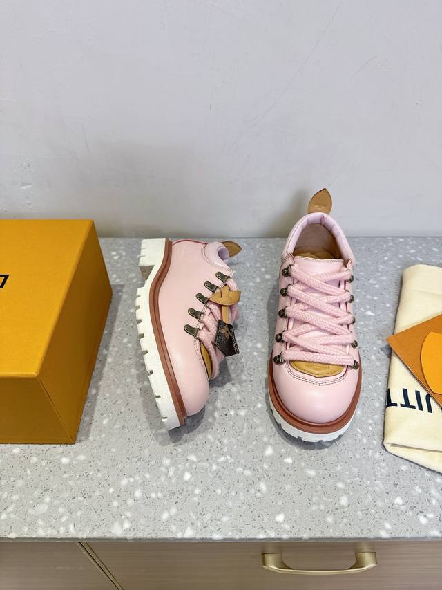 Louis Vuitton Remix Collection Couple's Hiking Boots Lace-Up Thick-Sole Derby Sh