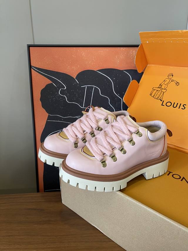 Top quality Louis Vuit **25 Remix Hiking Shoes Cowhide leather lining rubber sol