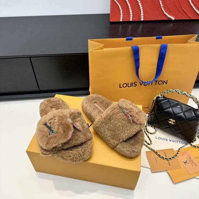 Lv Donkey Brand 25th New Donkey Coin Purse Wool Slippers True Size: 35-41 DDD