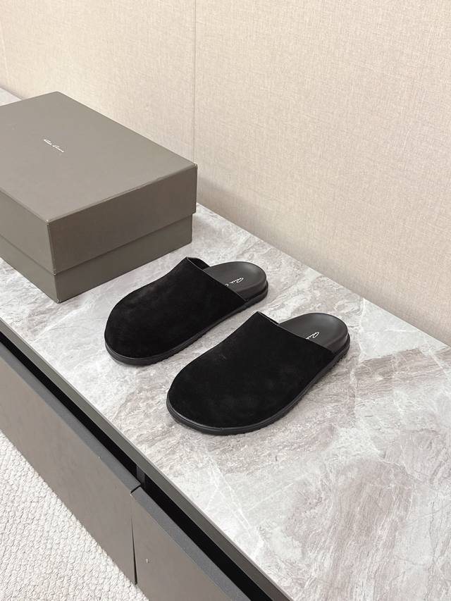 Plain Rickowens Owens Crazy Strappy Couple's Slippers in Suede Black. This year
