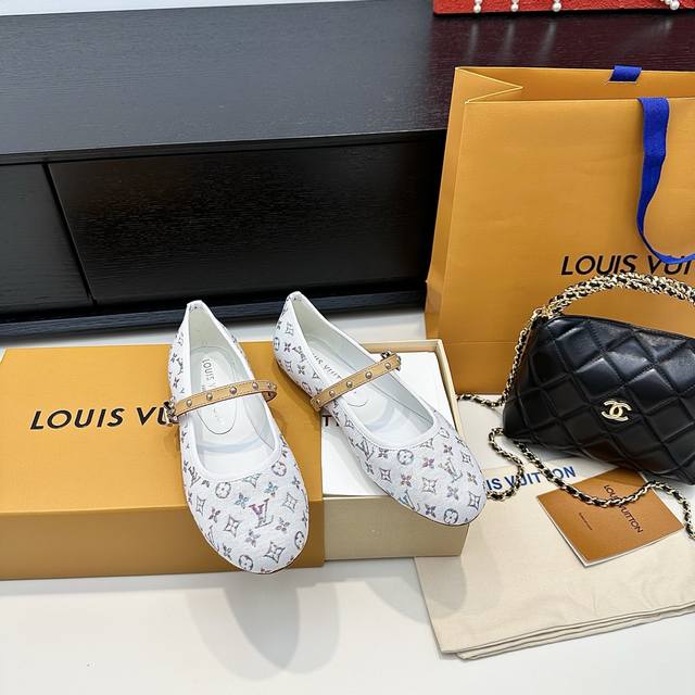 Loui* Vuitto* L Donkey brand's new Romy series ballet flats, single shoes with m