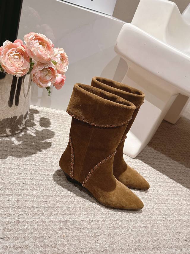 Isabelmarant Isabel metal fastener accessories catwalk style flat fashion boots