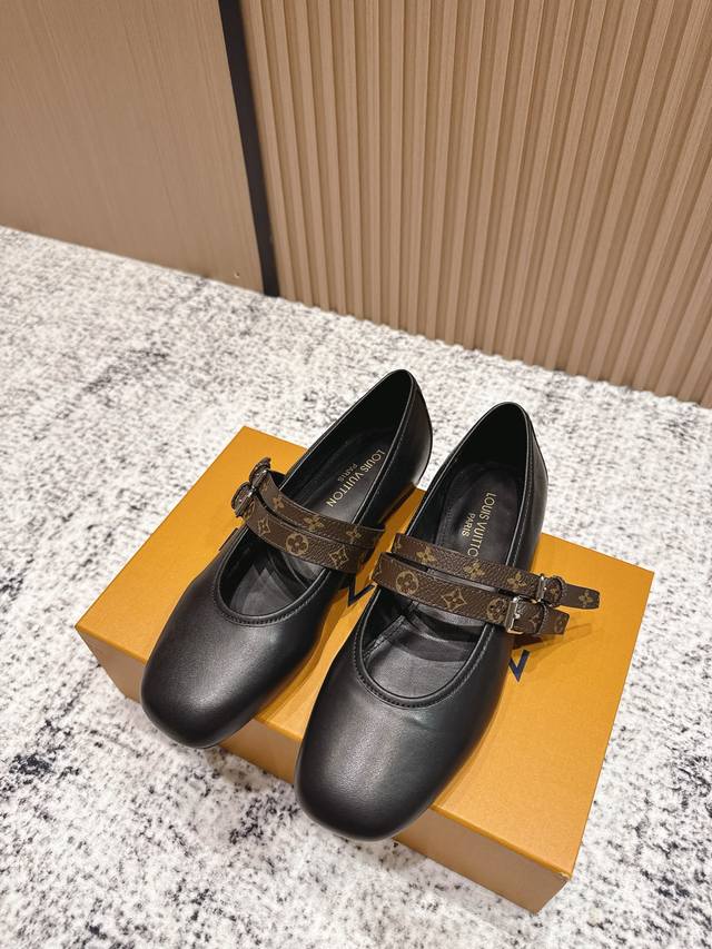 Premium Edition: L*V Donkey Brand 25Wf New Monogram Mesh Double-Strap Mary Janes