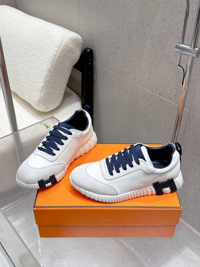 Top-of-the-line couple's pair, men's size 10 Hermes Bouncing unisex casual snea