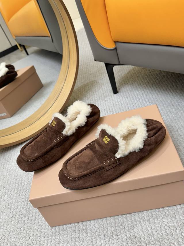 Factory P batch P Miumiu Miu Miu 2025Ss Fall/Winter runway style slip-on drivin
