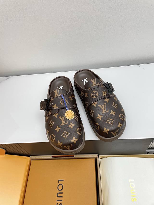Men's Louis Vuitton To-Go Comfort Series Monogram Birkenstock Closed-Toe Slipper