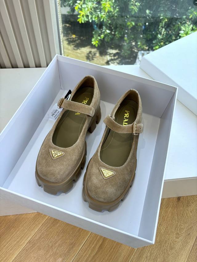 G036 Top-quality Prada 25Fw latest Monolith Mary Jane shoes, triangular buckle p
