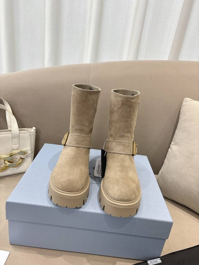 2025Prad Autumn and Winter Hot-selling Ankle Boots The new slip-on women's boots