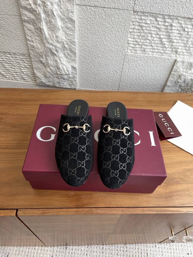 Top version: Guooi Gucci 25Ss new autumn and winter horsebit half-slip flat mule