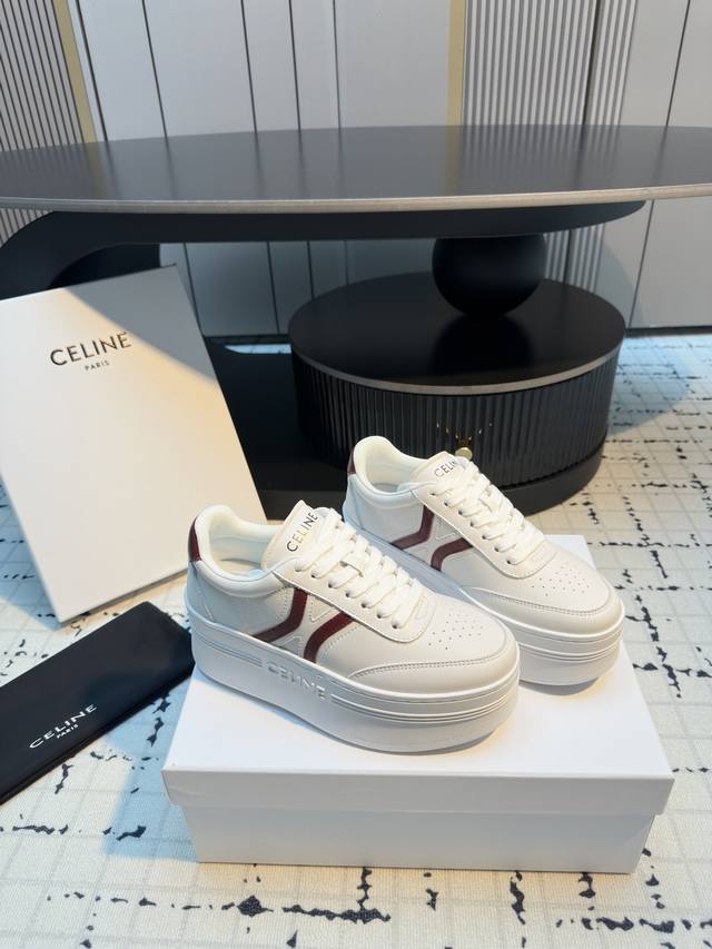 Celine Celine 2025 Spring/Summer new logo lace-up thick-soled casual shoes heigh