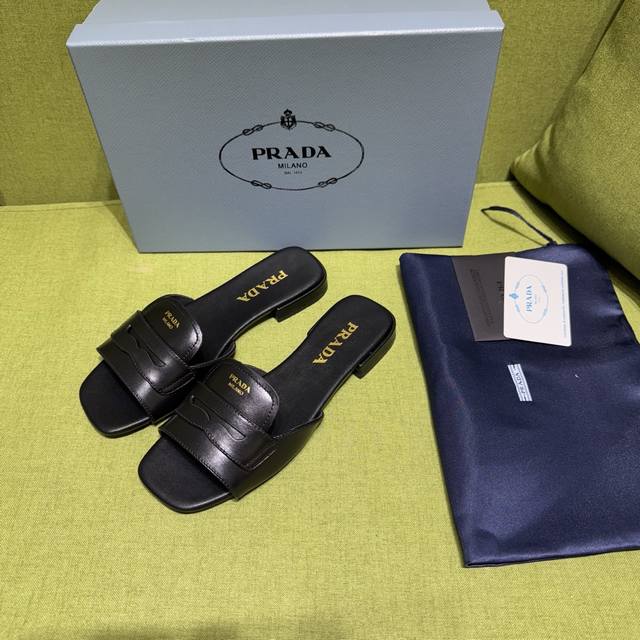 Prada's new 2025 Ss Leather Band slippers are making a splash, recommended by ma