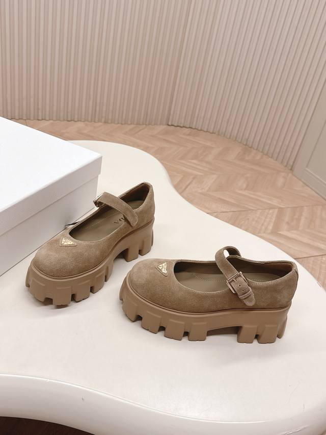 Top Quality Prada's latest Monolith Mary Jane shoes from 25Fw, featuring a trian