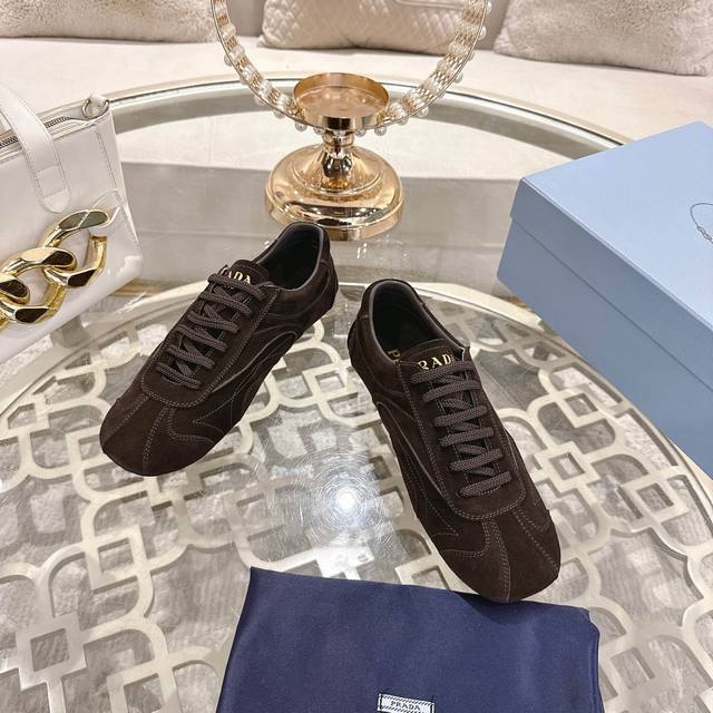 Prada, couple's casual shoes, original 1:1 development, high-mercerized denim fa