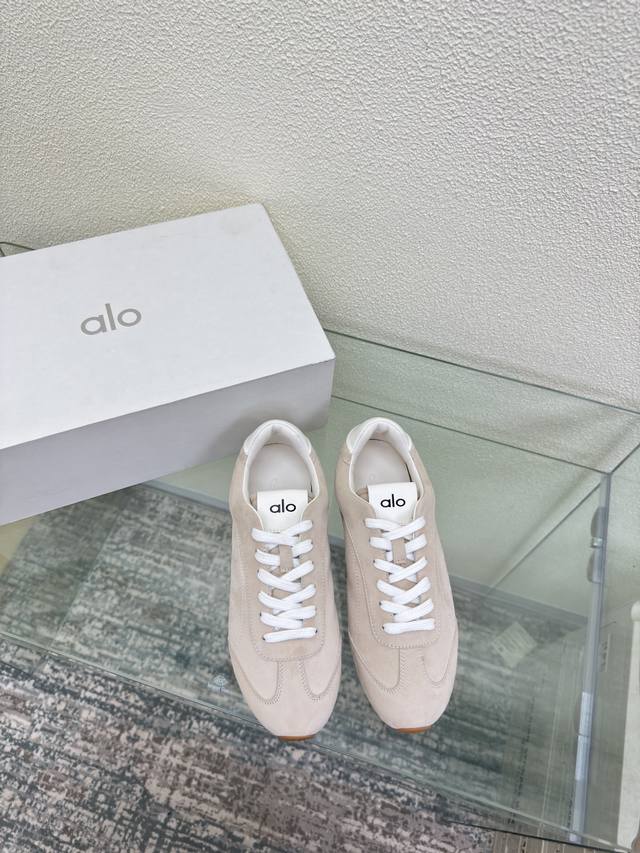 Alo German training shoes original two-color men's 10 apricot pink sheep suede h