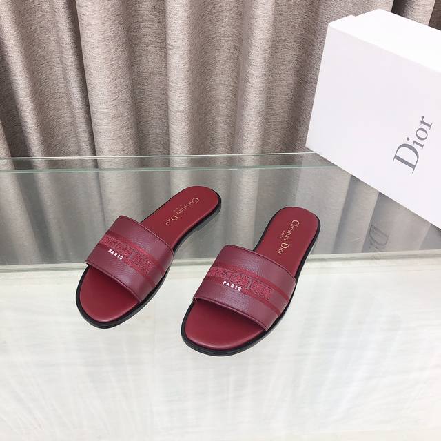 Dior 2025 Spring/Summer new Dway flat flip flops for women, color-blocked Cd log