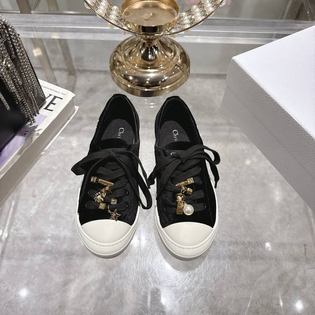 Factory Dior Dior 2025Ss new Lucky series satin white shoes skate shoes casual s