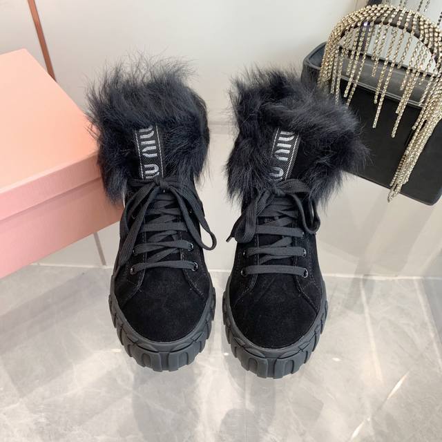 Factory price Pp Miumiu snow boots and cotton-padded shoes, new autumn and winte