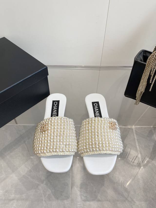 Chanel Xiaoxiang 25Ss Spring and Summer Vacation Pearl Lazy Slippers DDD