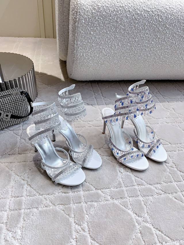 Ren* Caovill* Crystal pendant high-heeled fairy sandals are so ethereal they're