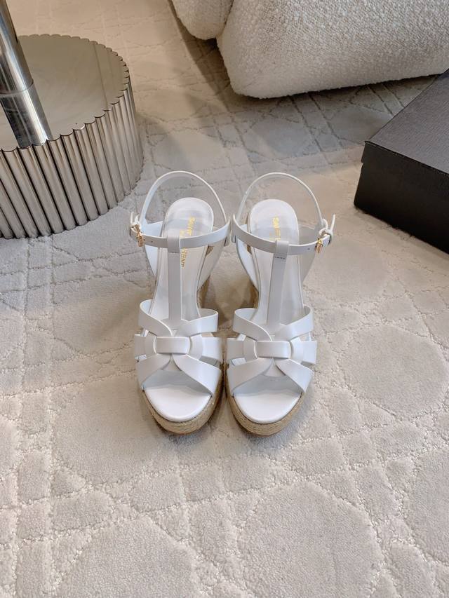 Ys* Yang Shulin's new straw wedge-heeled high-heeled sandals are simple and eleg