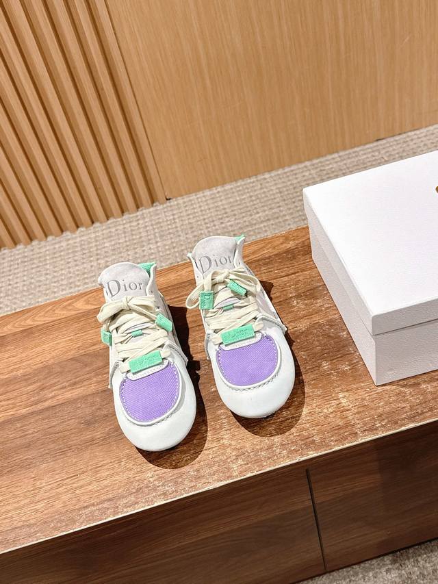 High-Top Dior Roadie Sneakers. Dior's new vintage suede colorblock lace-up high-