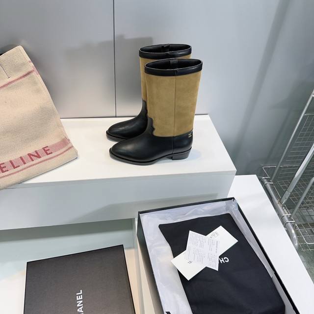 High quality! Top-quality Chanel Autumn/Winter 25 Suede Colorblock Slip-On Cava