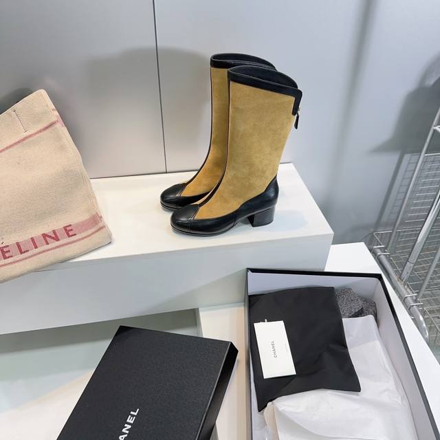 High quality! Top-quality Chanel Chanel Autumn/Winter 25 suede colorblocked blo